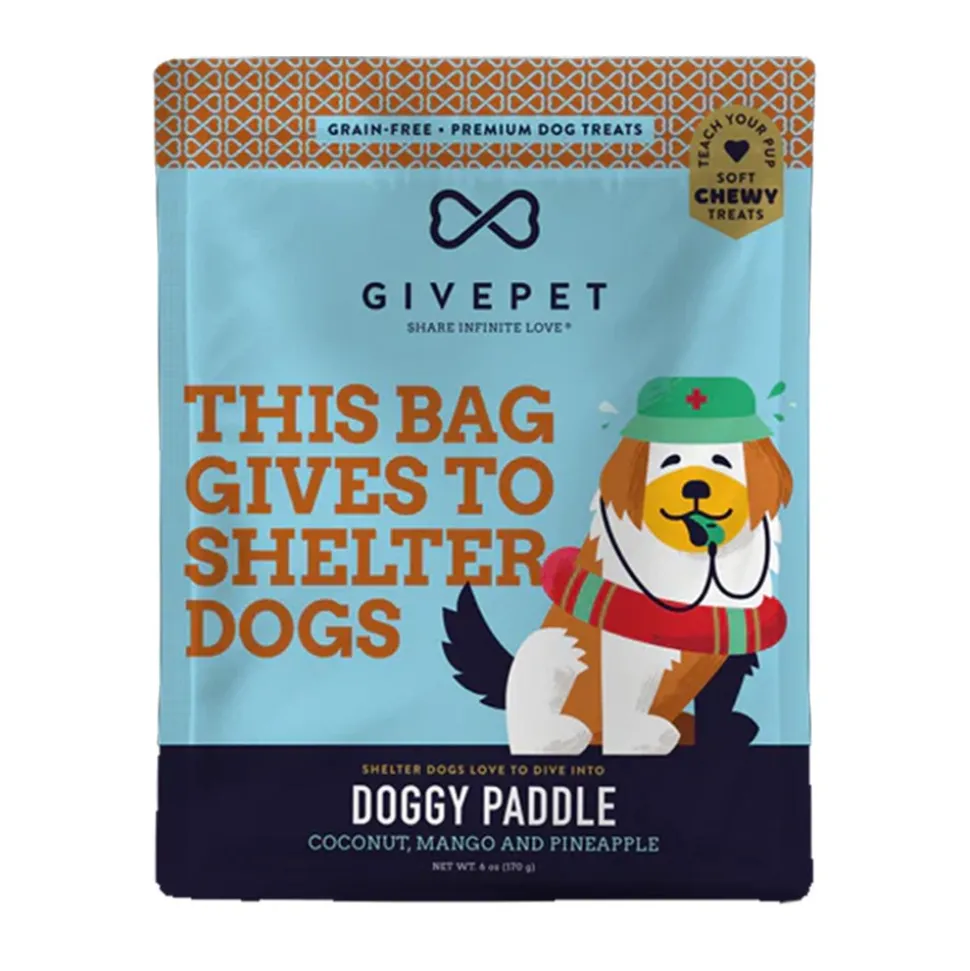 Givepet Doggy Paddle Grain-Free Premium Soft Chewy Dog Treats Coconut, Mango & Pineapple 6-oz