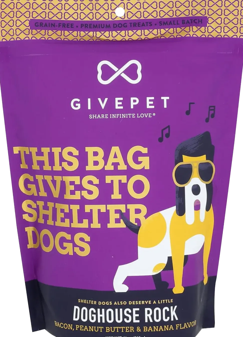 Givepet Dog House Rock Grain-Free Premium Dog Treats Bacon Peanut Butter & Banana 11-oz