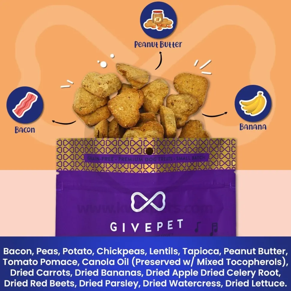 Givepet Dog House Rock Grain-Free Premium Dog Treats Bacon Peanut Butter & Banana 11-oz