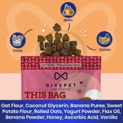 Givepet Sugar Soft-Baked Premium Dog Treats Banana, Yogurt & Honey 6-oz
