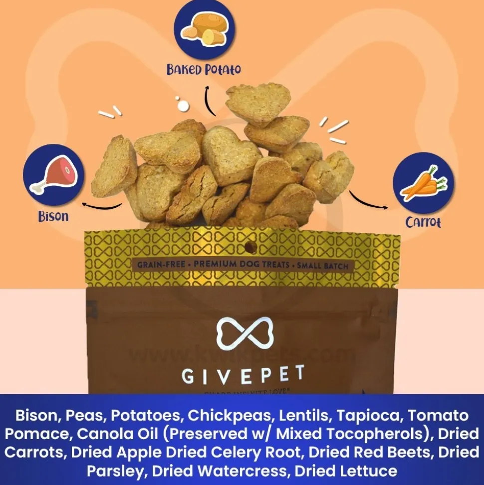 Givepet The Ranch Hand Grain-Free Premium Dog Treats Bison, Baked Potato & Carrot 11-oz