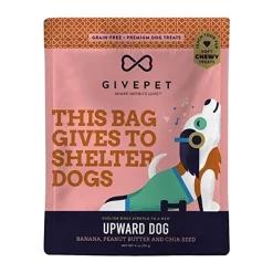 Givepet Upward Dog Grain-Free Premium Soft Chewy Dog Treats Banana, Peanut Butter & Chia Seed 6-oz