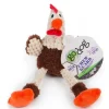 goDog Checkers Skinny Rooster Just For Me Chew Guard Technology Squeaky Plush Dog Toy Brown Mini