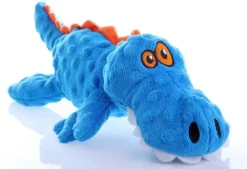 goDog Gator Chew Guard Technology Squeaky Plush Dog Toy Blue Large