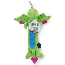 goDog Skinny Dragons Chew Guard Technology Squeaky Plush Dog Toy Green Large