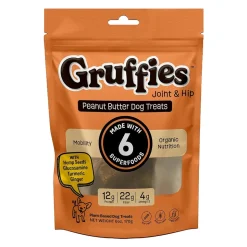 Green Gruff Gruffies Joint & Hip Dog Treats Peanut Butter 6-oz