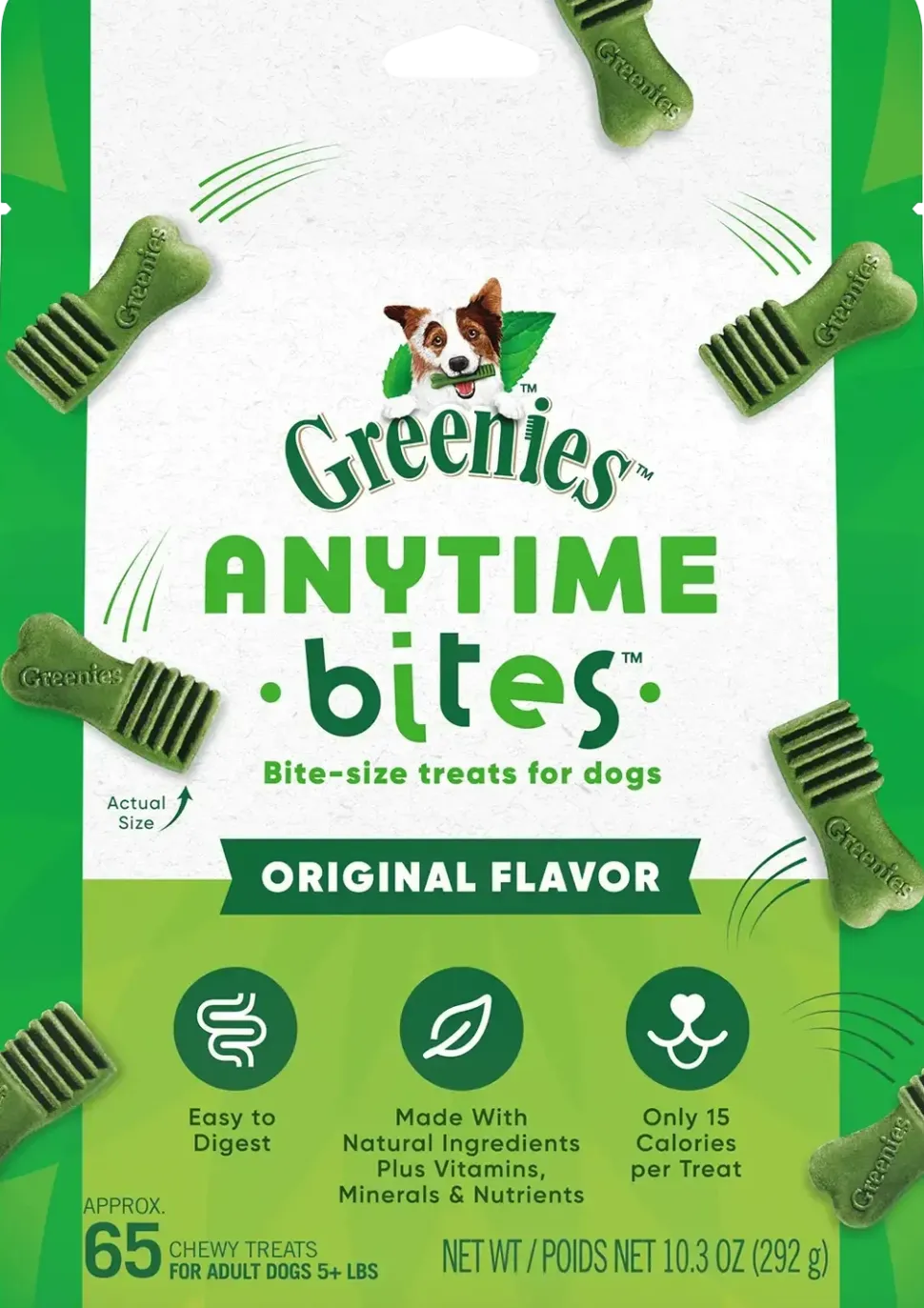 Greenies Anytime Bites Bite-Size Dog Dental Treats Original 10.3-oz