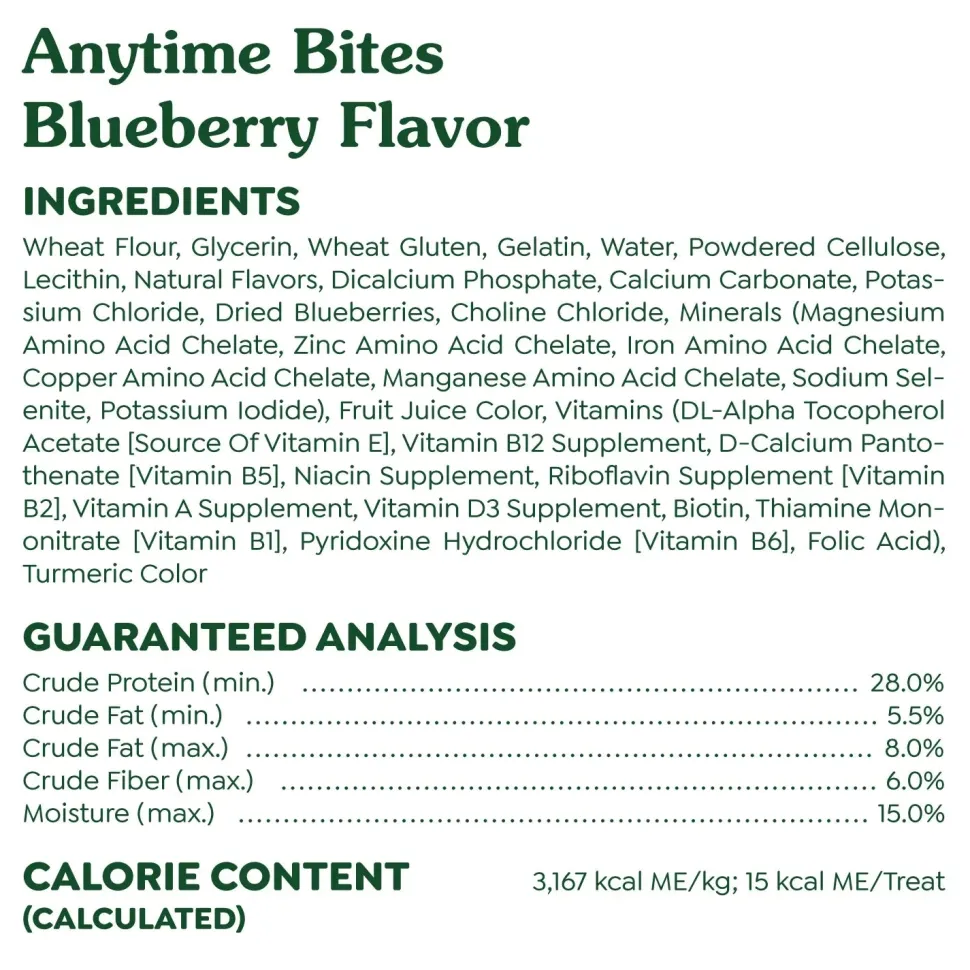 Greenies Anytime Bites Bite-Size Dog Dental Treats Blueberry 10.3-oz