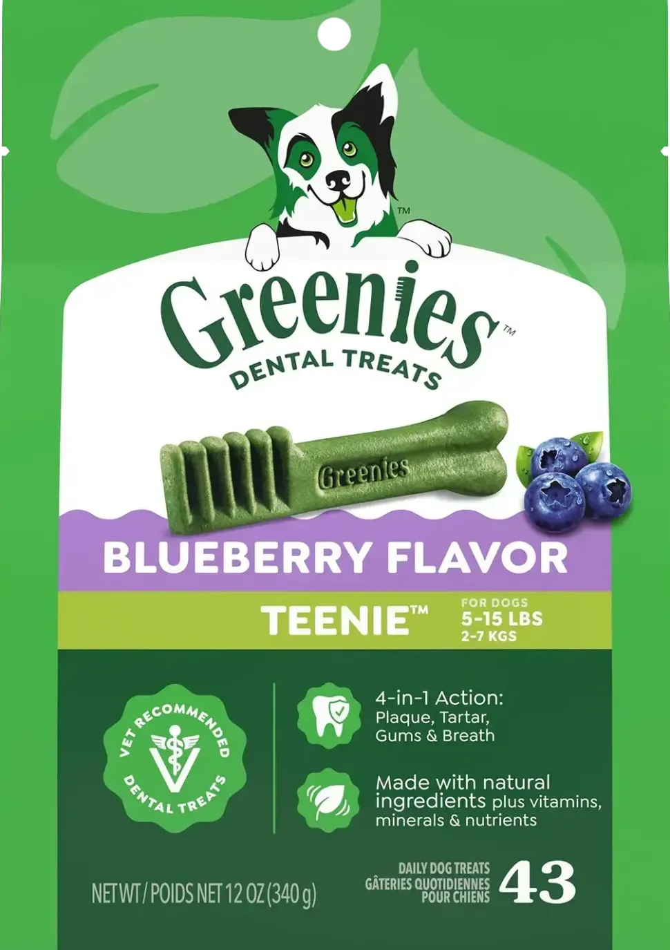 Greenies Blueberry Dog Dental Treats Teenie 12-oz 43 Count