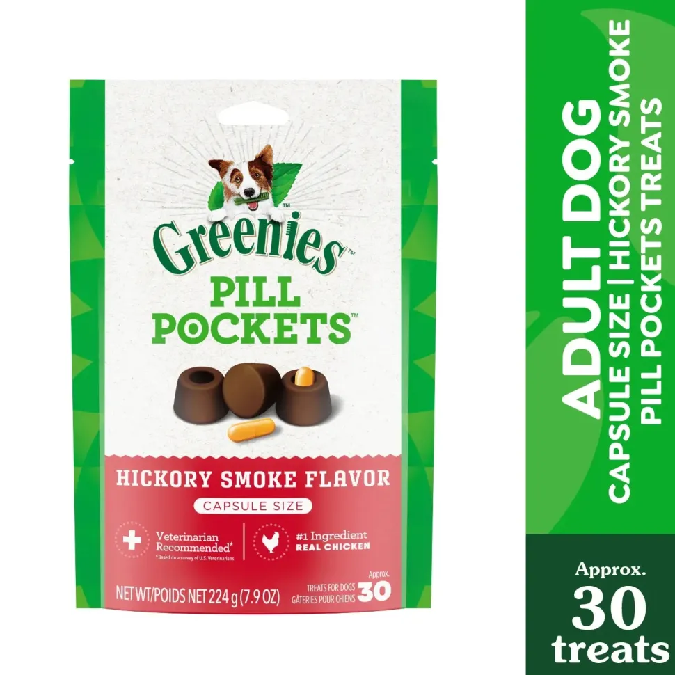 Greenies Capsule Pill Pockets Dog Treats Hickory Smoke 7.9-oz 30 Count