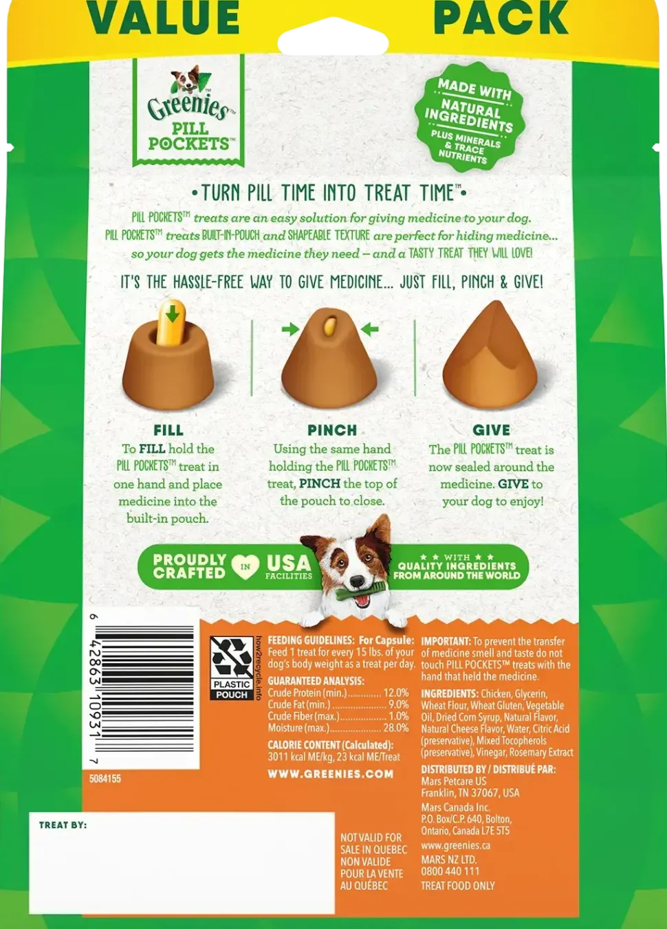 Greenies Capsule Pill Pockets Dog Treats Cheese 15.8-oz 60 Count
