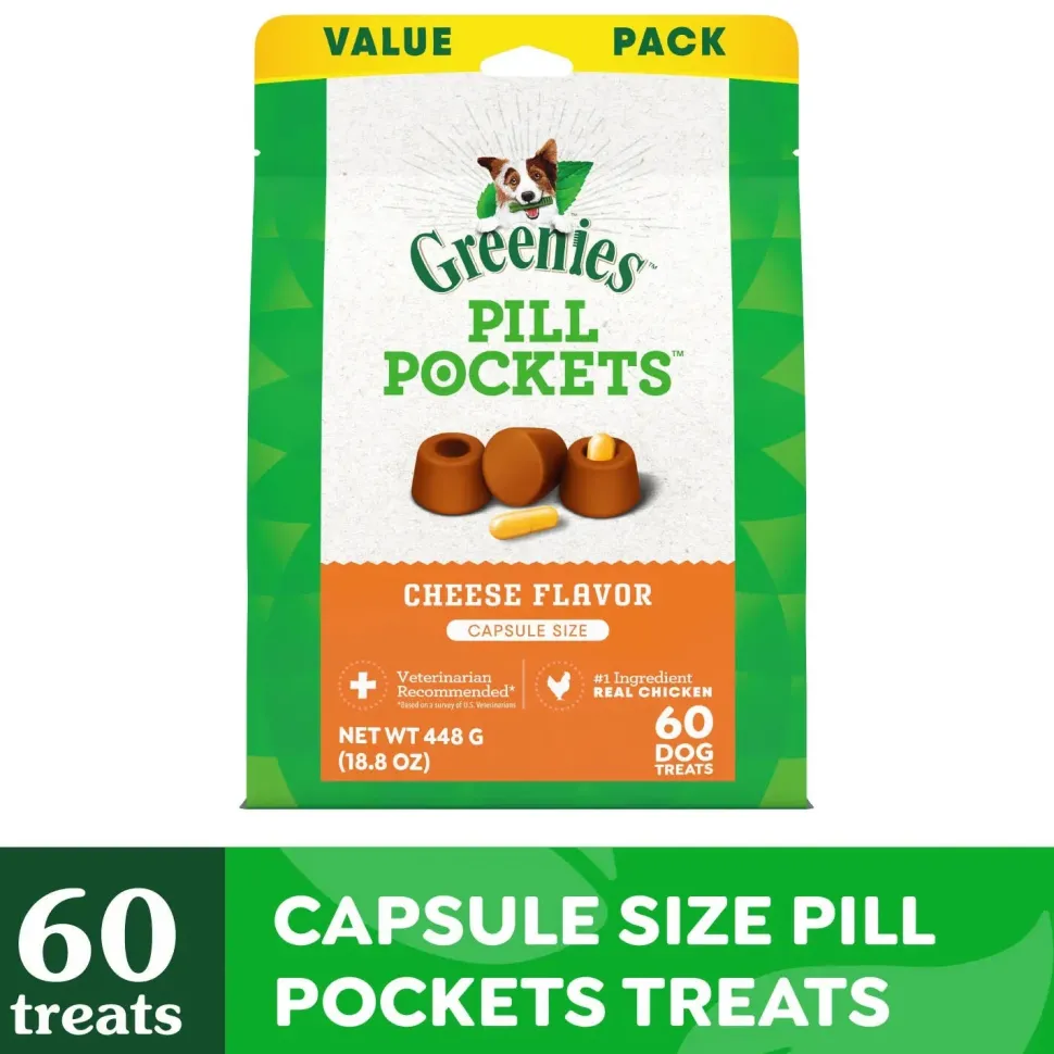Greenies Capsule Pill Pockets Dog Treats Cheese 15.8-oz 60 Count