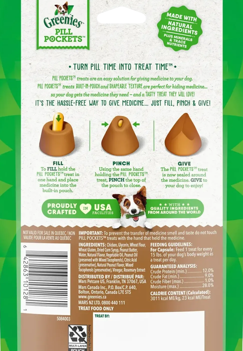 Greenies Capsule Pill Pockets Dog Treats Peanut Butter 7.9-oz 30 Count