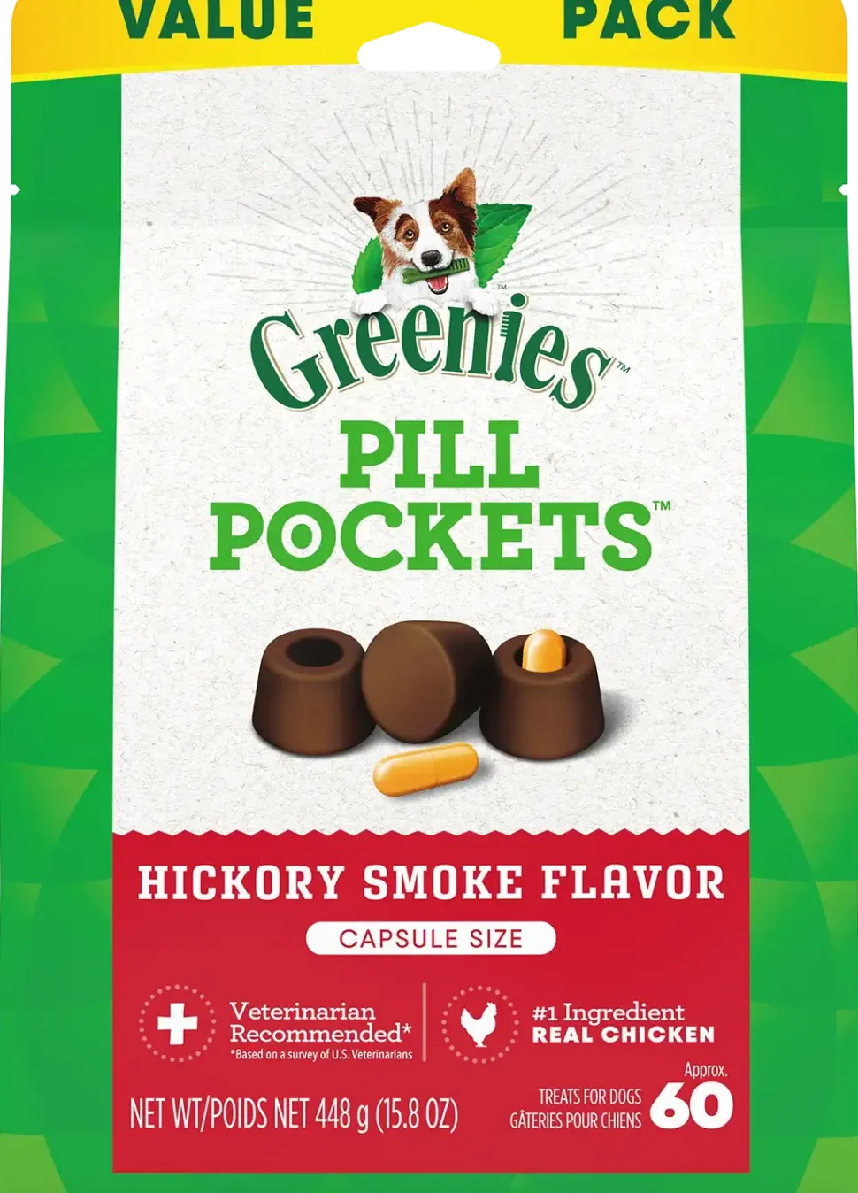 Greenies Capsule Pill Pockets Dog Treats Hickory Smoke 15.8-oz 60 Count