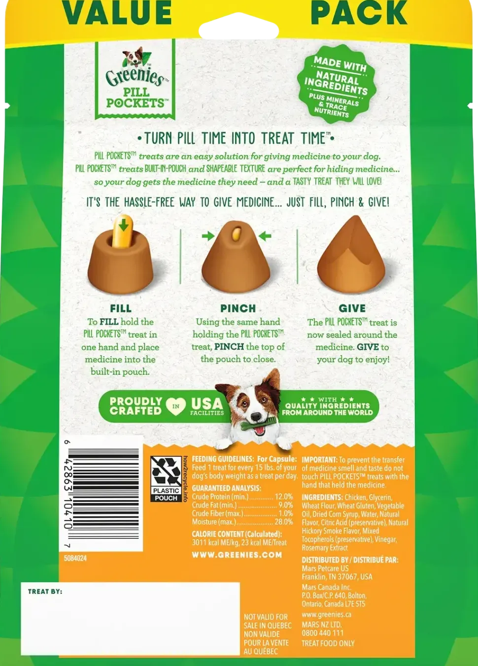 Greenies Capsule Pill Pockets Dog Treats Chicken 15.8-oz 60 Count