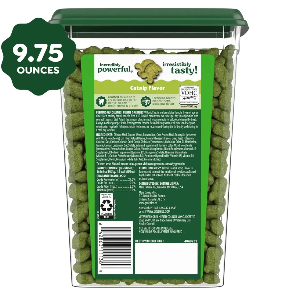 Greenies Feline Catnip Adult Cat Dental Treats 9.75-oz
