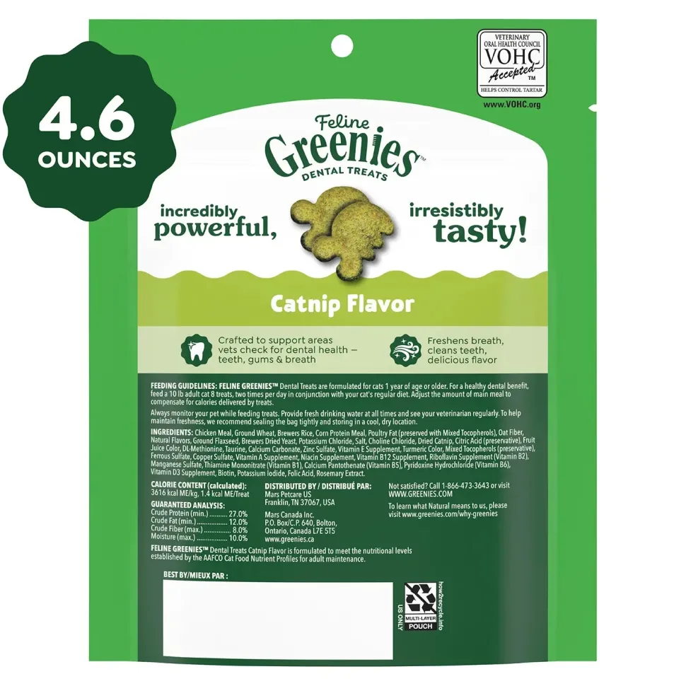 Greenies Feline Catnip Adult Cat Dental Treats 4.6-oz