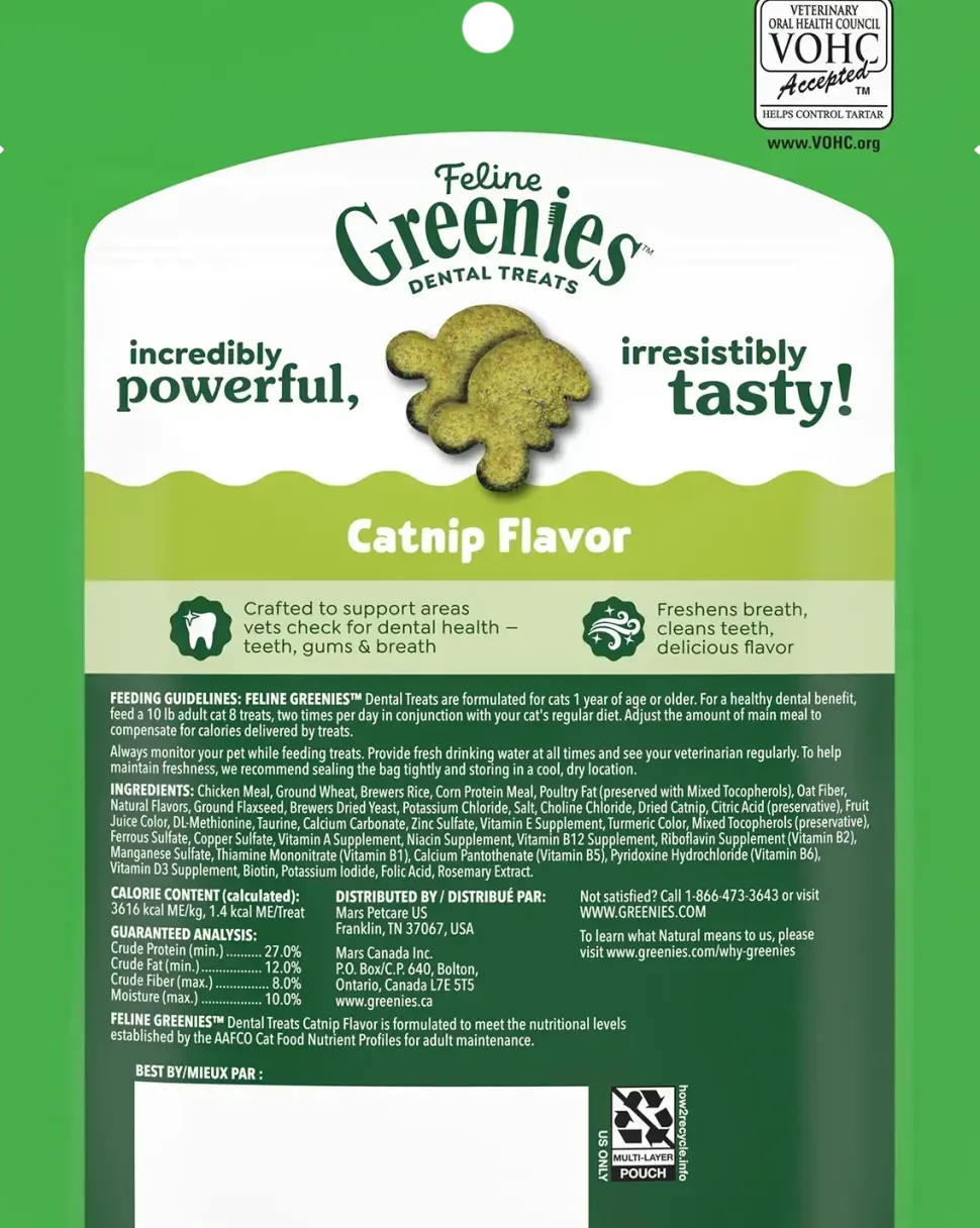 Greenies Feline Catnip Adult Cat Dental Treats 4.6-oz