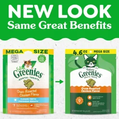 Greenies Feline Oven Roasted Chicken Adult Cat Dental Treats 4.6-oz