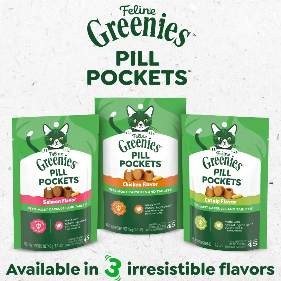 Greenies Feline Pill Pockets Cat Treats Salmon 3-oz 85 Count