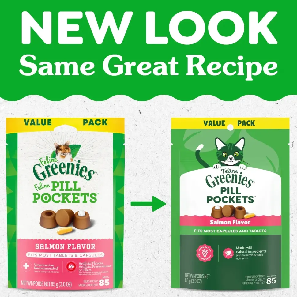 Greenies Feline Pill Pockets Cat Treats Salmon 3-oz 85 Count