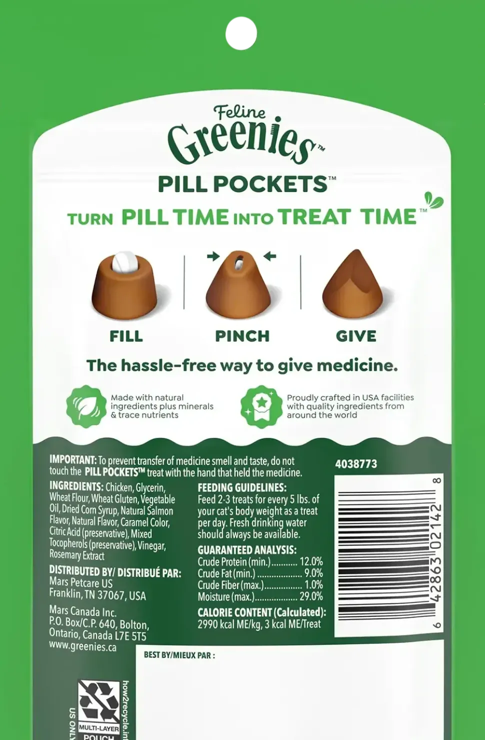 Greenies Feline Pill Pockets Cat Treats Salmon 1.6-oz 45 Count
