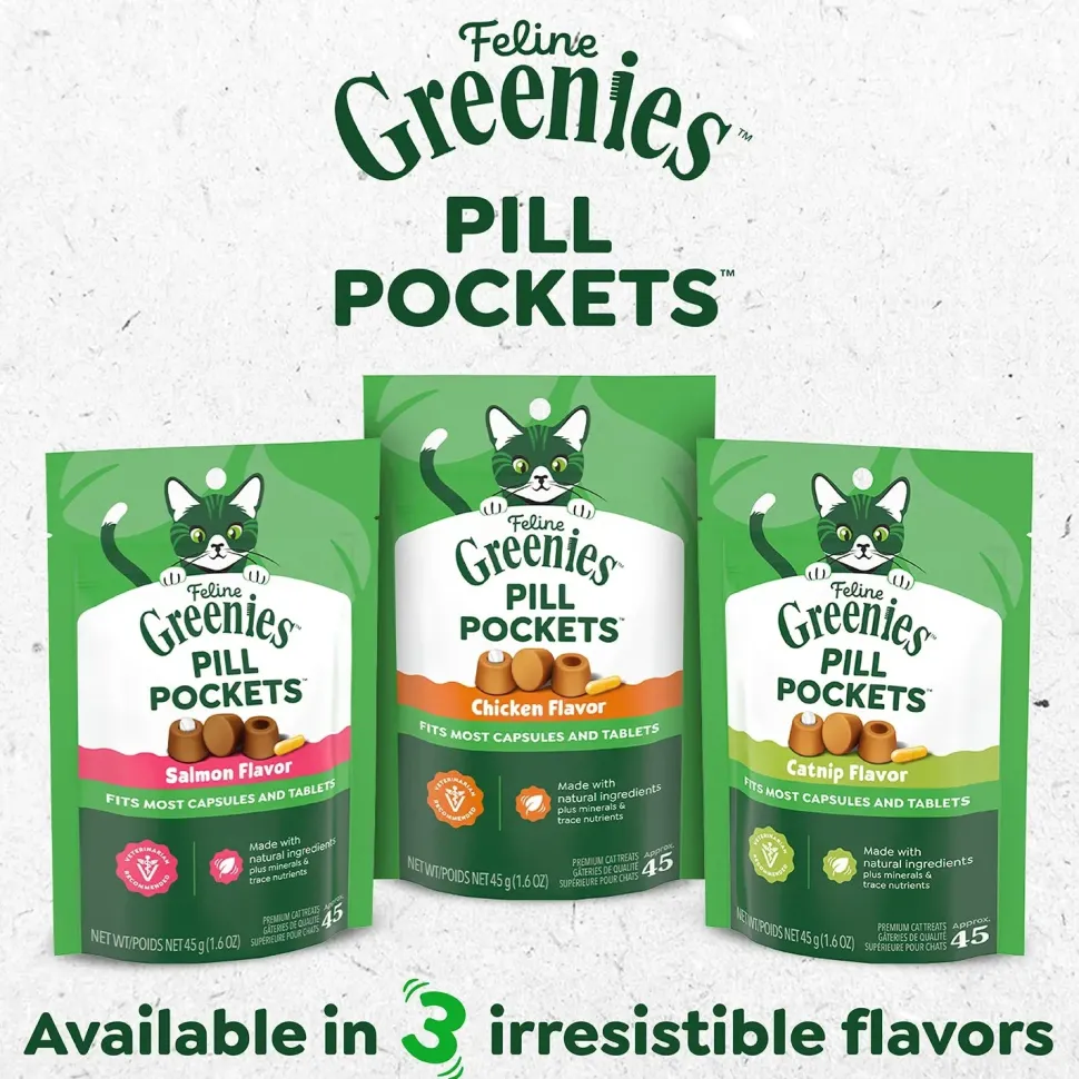 Greenies Feline Pill Pockets Cat Treats Catnip 1.6-oz 45 Count