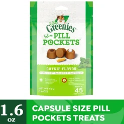 Greenies Feline Pill Pockets Cat Treats Catnip 1.6-oz 45 Count