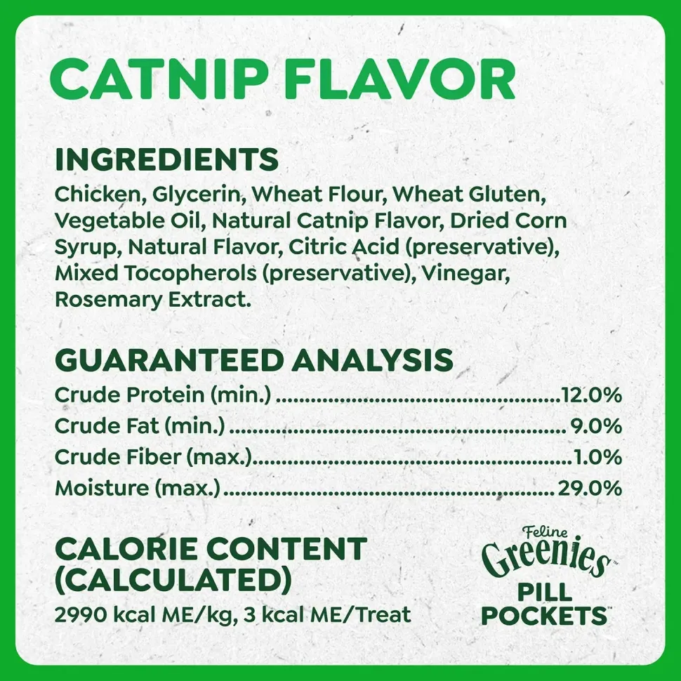 Greenies Feline Pill Pockets Cat Treats Catnip 1.6-oz 45 Count