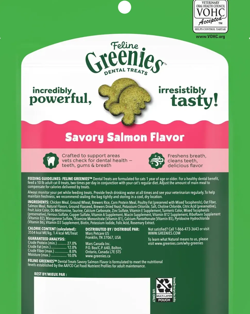 Greenies Feline Savory Salmon Adult Cat Dental Treats 4.6-oz