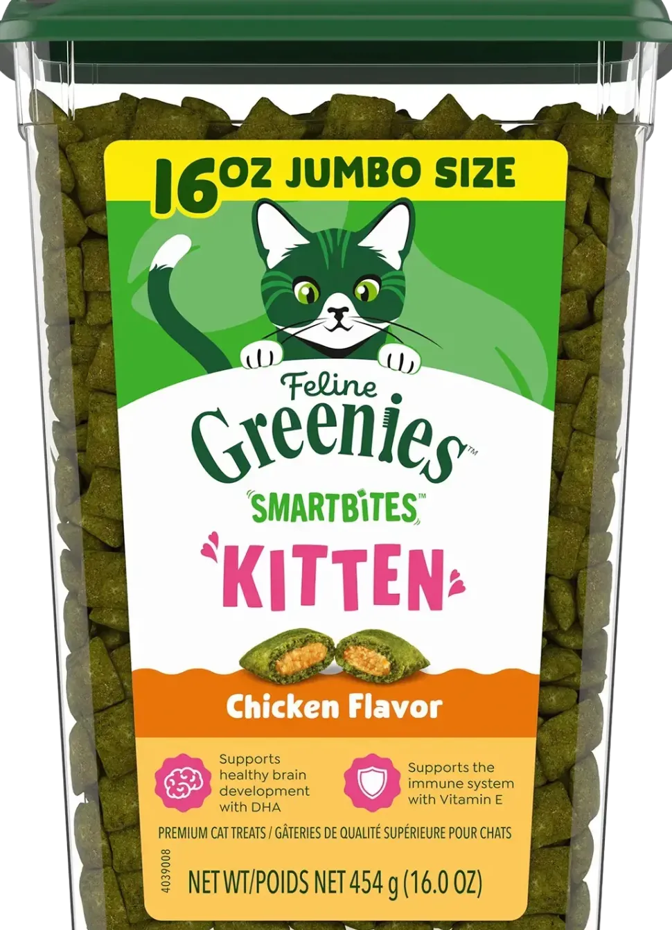 Greenies Feline SmartBites Chicken Healthy Kitten Treats 16-oz