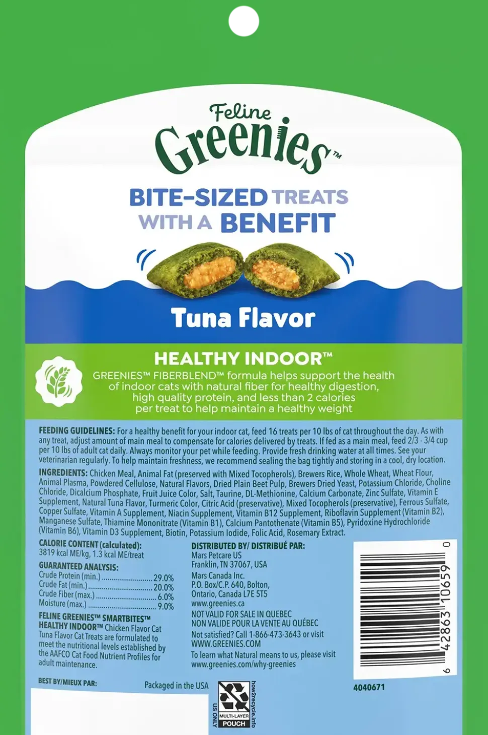 Greenies Feline SmartBites Healthy Indoor Tuna Cat Treats 4.6-oz