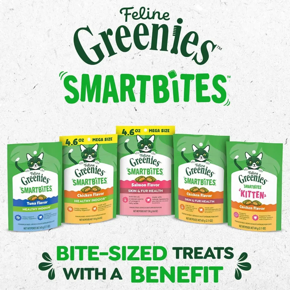 Greenies Feline Smartbites Healthy Skin & Fur Health Cat Treats Chicken 2.1-oz