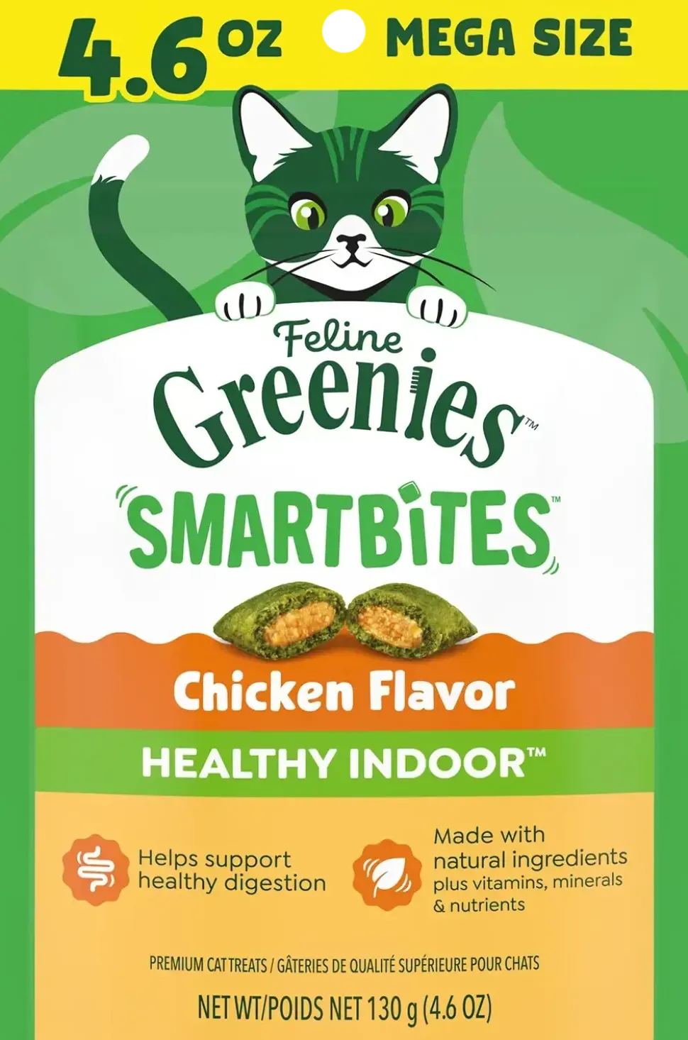 Greenies Feline SmartBites Healthy Indoor Chicken Cat Treats 4.6-oz