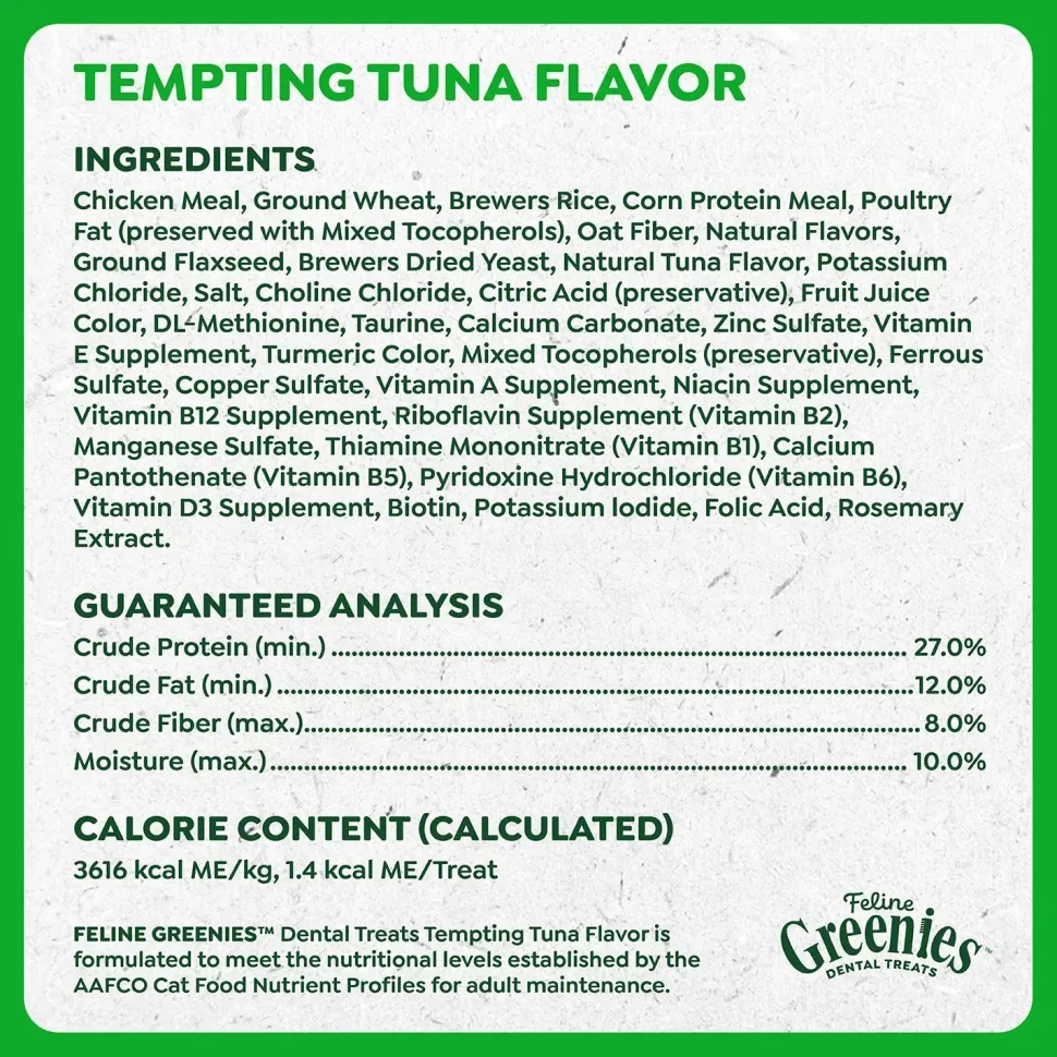 Greenies Feline Tempting Tuna Adult Cat Dental Treats 4.6-oz