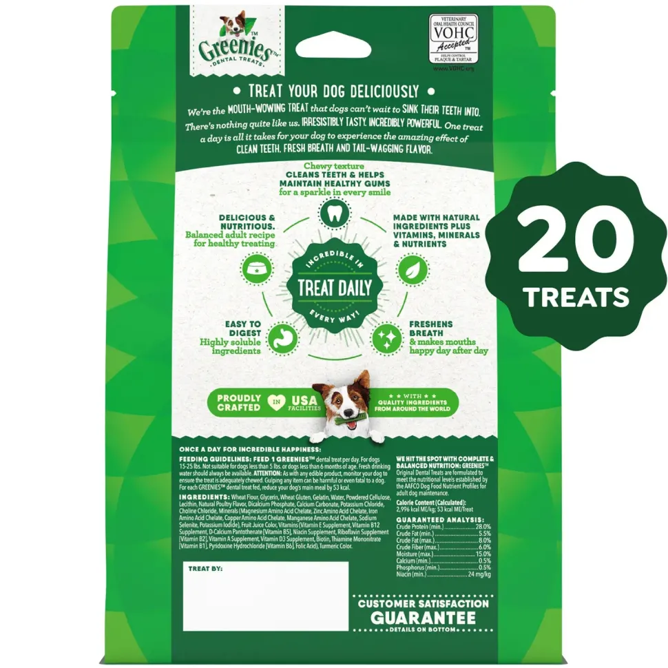Greenies Original Dog Dental Treats Petite 12-oz 20 Count
