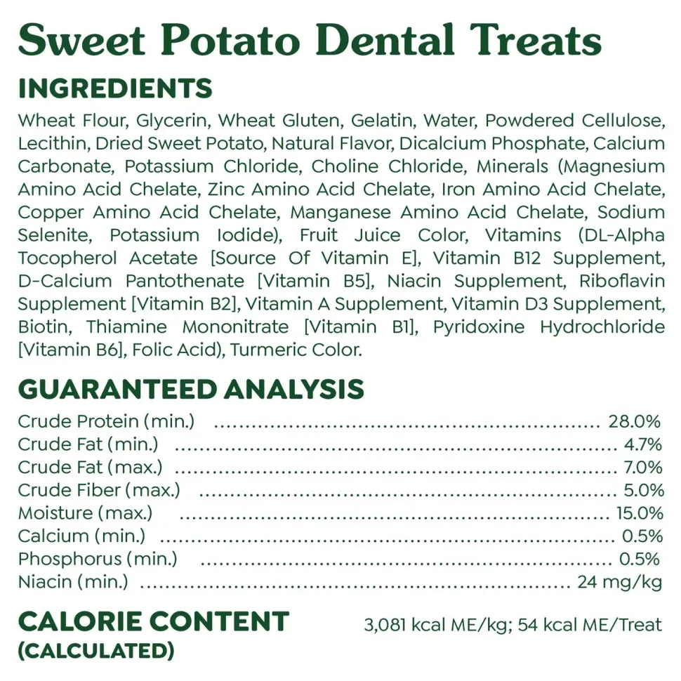 Greenies Sweet Potato Dog Dental Treats Petite 12-oz 20 Count