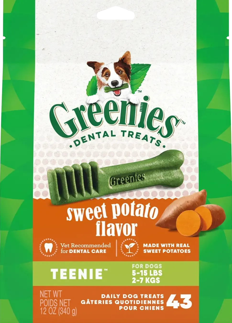 Greenies Sweet Potato Dog Dental Treats Teenie 12-oz 43 Count