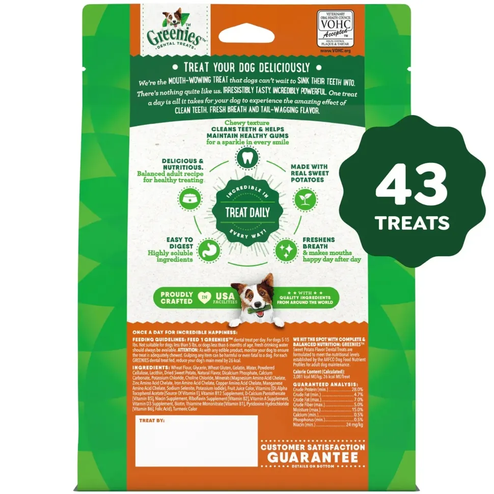 Greenies Sweet Potato Dog Dental Treats Teenie 12-oz 43 Count