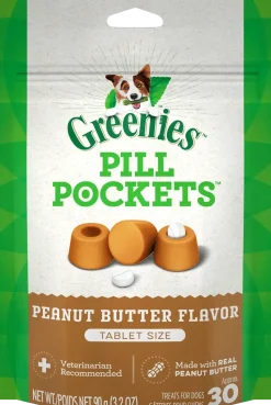 Greenies Tablet Pill Pockets Dog Treats Peanut Butter 3.2-oz 30 Count