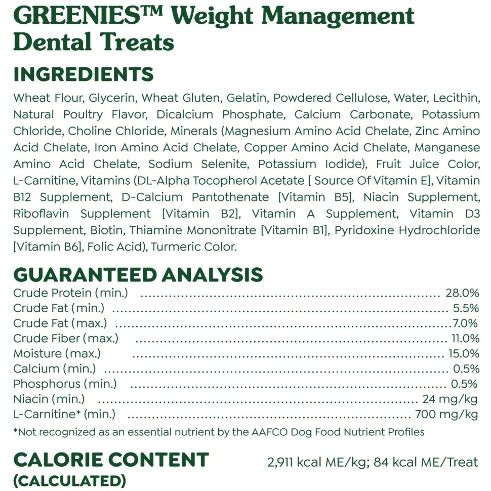 Greenies Weight Management Dog Dental Treats Petite 45 Count 27-oz