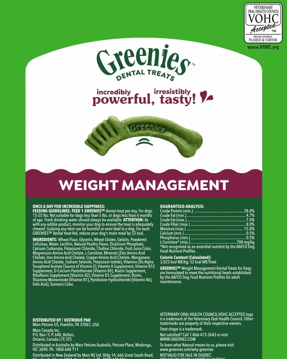 Greenies Weight Management Dog Dental Treats Petite 45 Count 27-oz