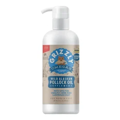 Grizzly Wild Alaskan Pollock Oil Food Supplement for Dogs & Cats 16-oz