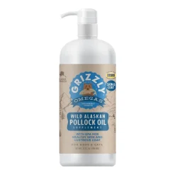 Grizzly Wild Alaskan Pollock Oil Food Supplement for Dogs & Cats 32-oz