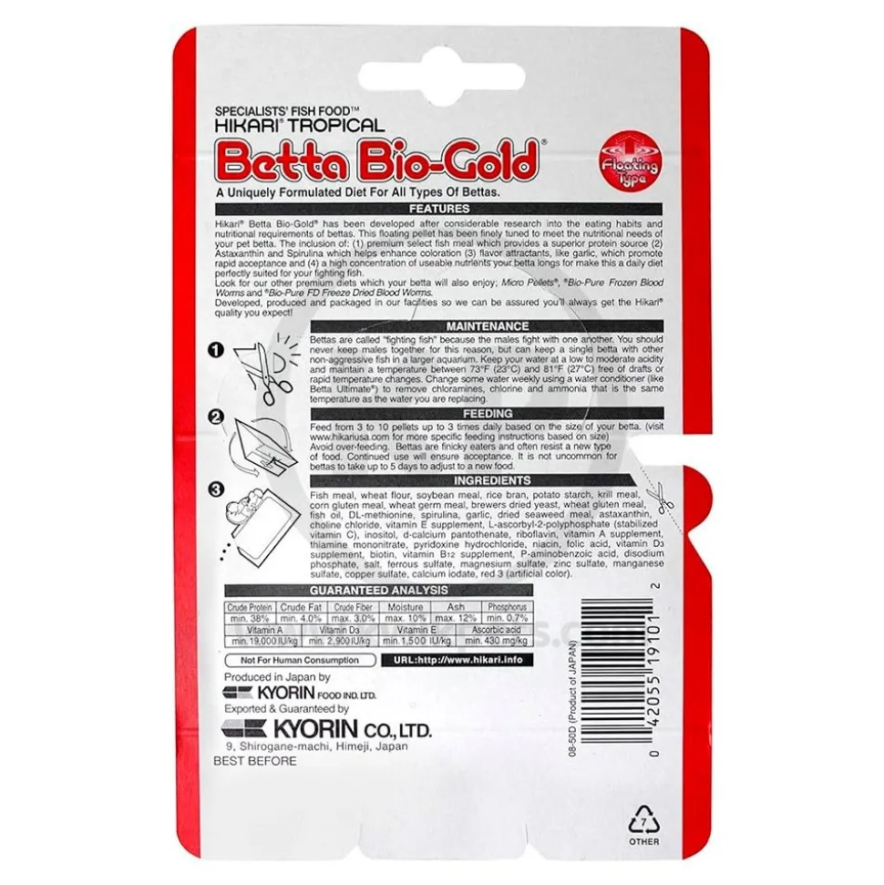 Hikari USA Betta BioGold Pellets Fish Food 0.088-oz