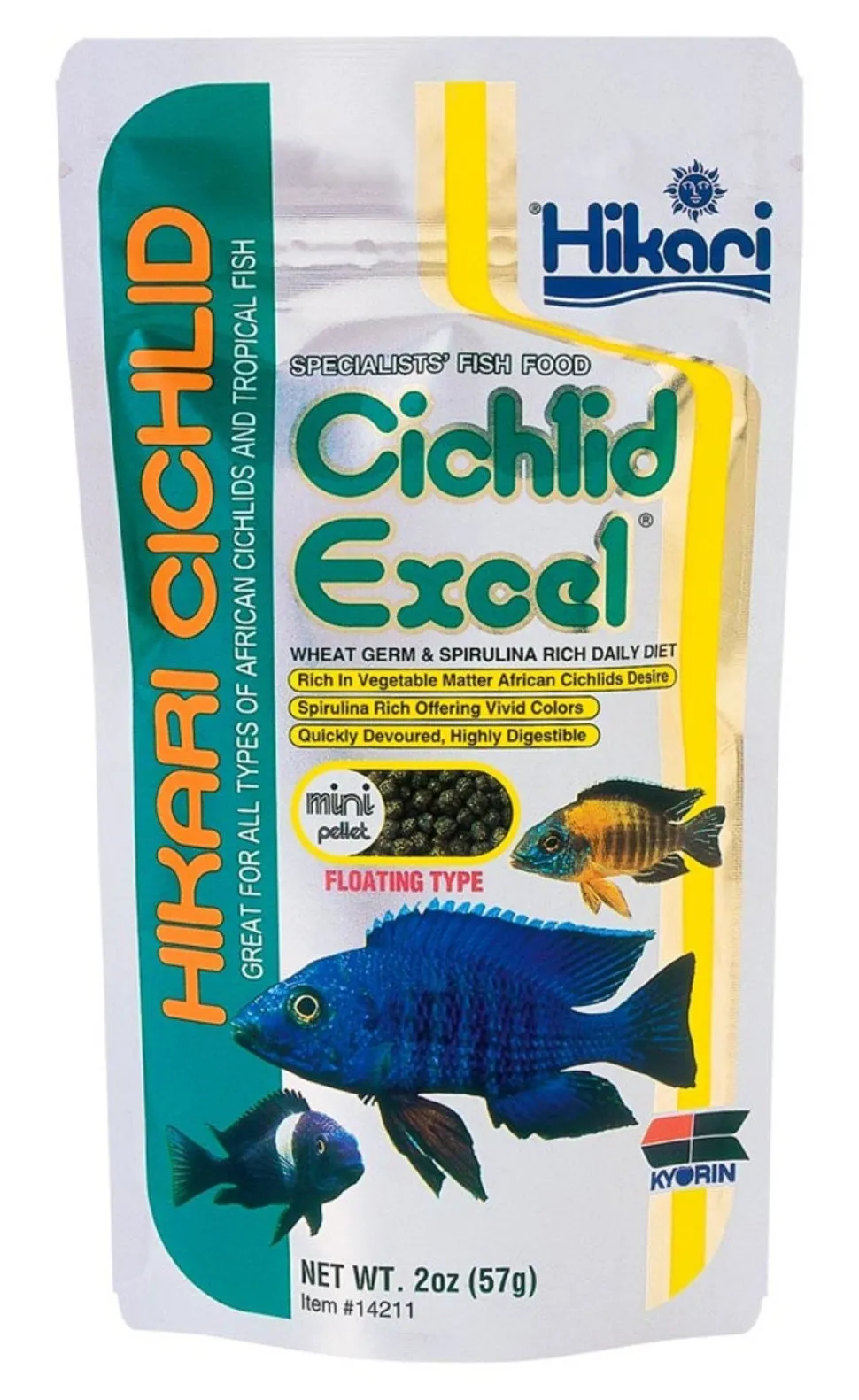 Hikari USA Cichlid Excel Floating Mini Pellets Fish Food 2-oz