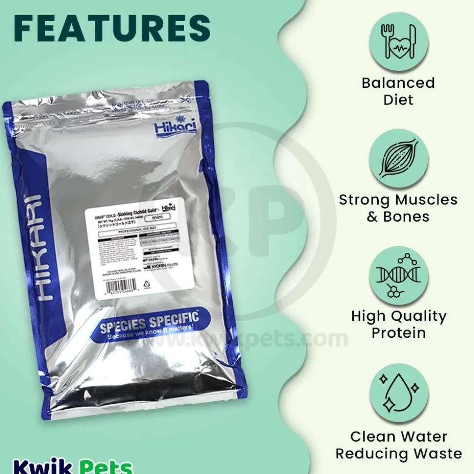 Hikari USA Cichlid Gold Sinking Mini Pellets Fish Food 2.2-lb