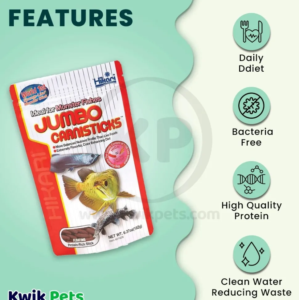 Hikari USA Jumbo CarniSticks Floating Fish Food 6.37-oz