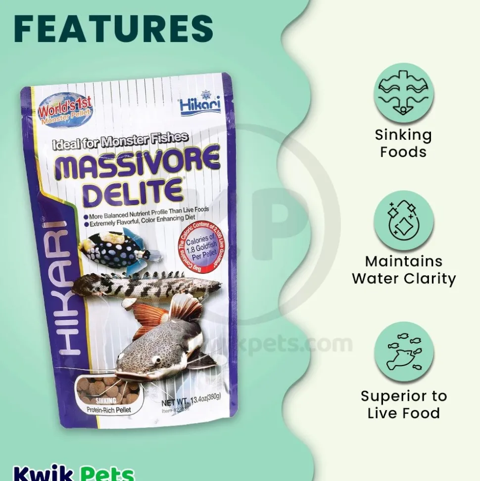 Hikari USA Massivore Delite Carnivore Pellets Fish Food Large 13.4-oz