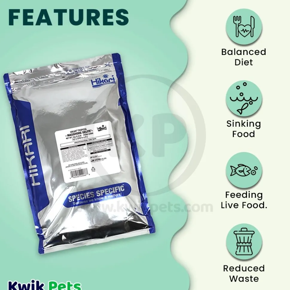 Hikari USA Massivore Delite Carnivore Pellets Fish Food Large 2.2-lb